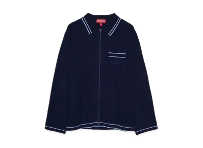 Supreme Zip Up Polo Sweater "Navy"