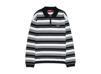 Supreme Stripe Zip L/S Polo "Black"