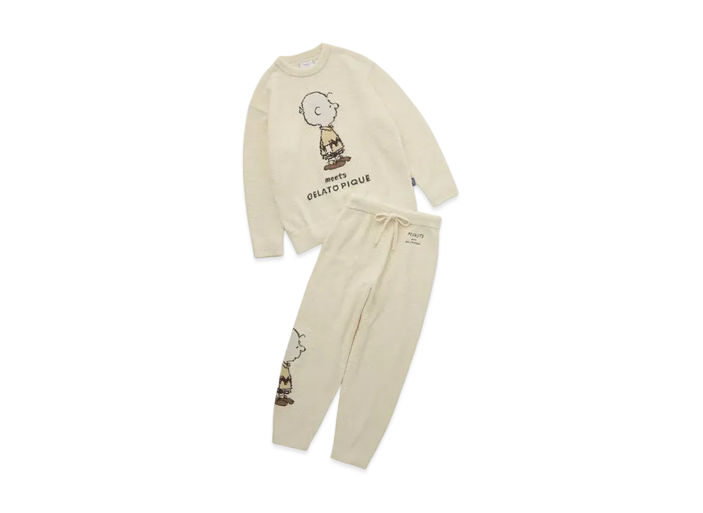 GELATO PIQUE x PEANUTS Baby Moko Jacquard Pullover & Long Pants Set "Yellow"