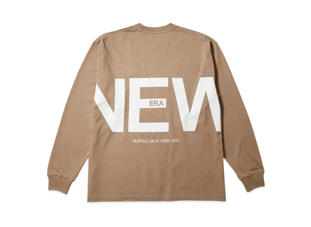 NEW ERA Long Sleeve Oversized Cotton T-shirt Zoom Up Logo "Milk Tea"