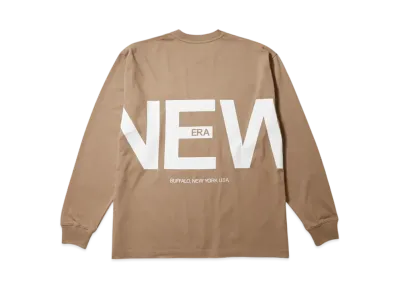 NEW ERA Long Sleeve Oversized Cotton T-shirt Zoom Up Logo "Milk Tea"