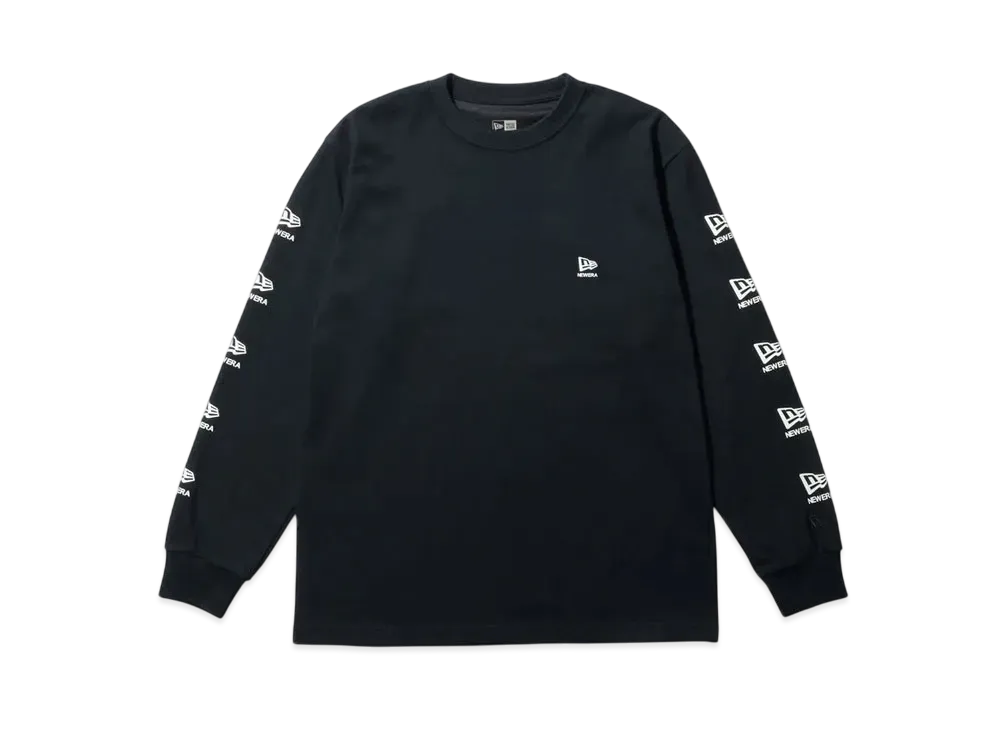 NEW ERA Long Sleeve Performance T-shirt Flag and Wordmark Regular Fit "Black"
