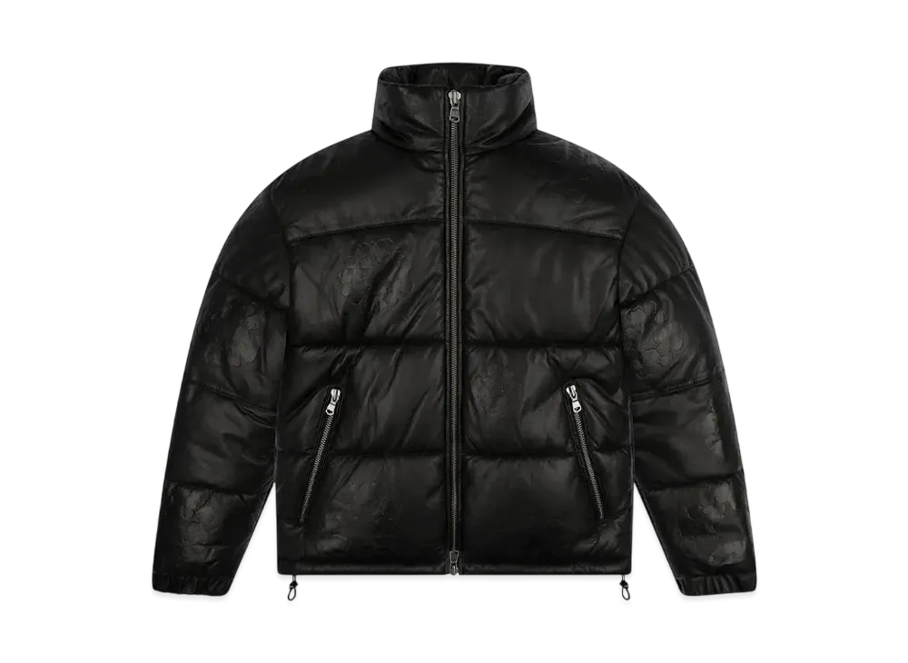 DENIM TEARS Leather Embossed Wreath Puffer "Black"