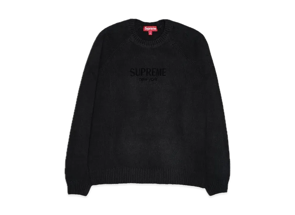 Supreme Flocked Logo Sweater "Black"