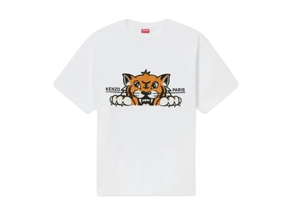 KENZO 'Happy Tiger' Embroidery Oversize T-shirt "Off White"