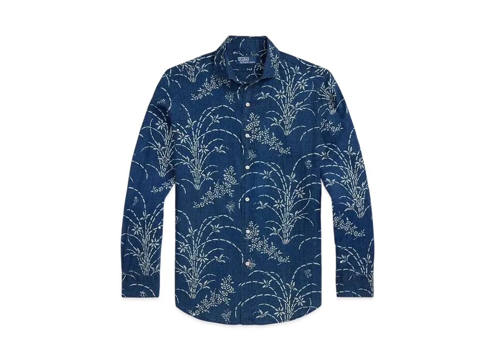 Polo Ralph Lauren Classic Fit Indigo Floral Linen Shirt "Blue"