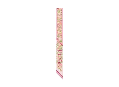 GUCCI Floral Print Silk Neck Bow "Light Pink"