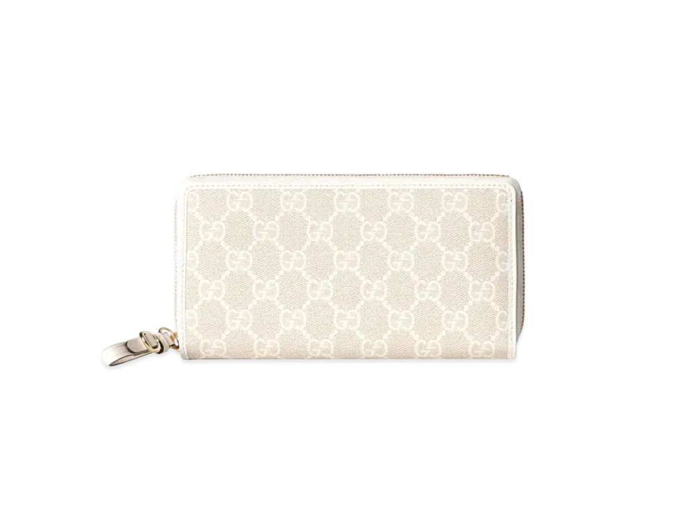 GUCCI GG Emblem Zip Around Wallet "Beige/White"