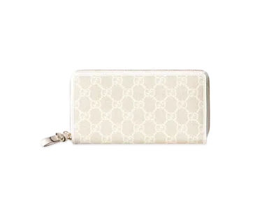 GUCCI GG Emblem Zip Around Wallet "Beige/White"