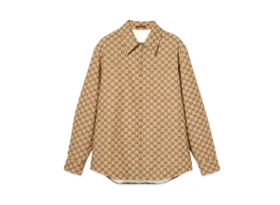 GUCCI GG Canvas Overshirt "Camel/Dark Brown"