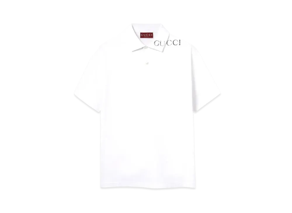 GUCCI Printed Cotton Polo Shirt "White"