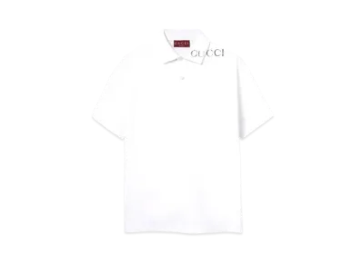GUCCI Printed Cotton Polo Shirt "White"