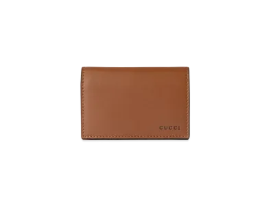 GUCCI GG Emblem Embossed Card Case "Brown"