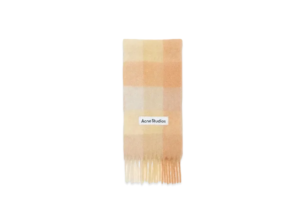 Acne Studios Mohair Check Scarf "Peach White Beige"