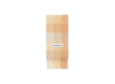Acne Studios Mohair Check Scarf "Peach White Beige"