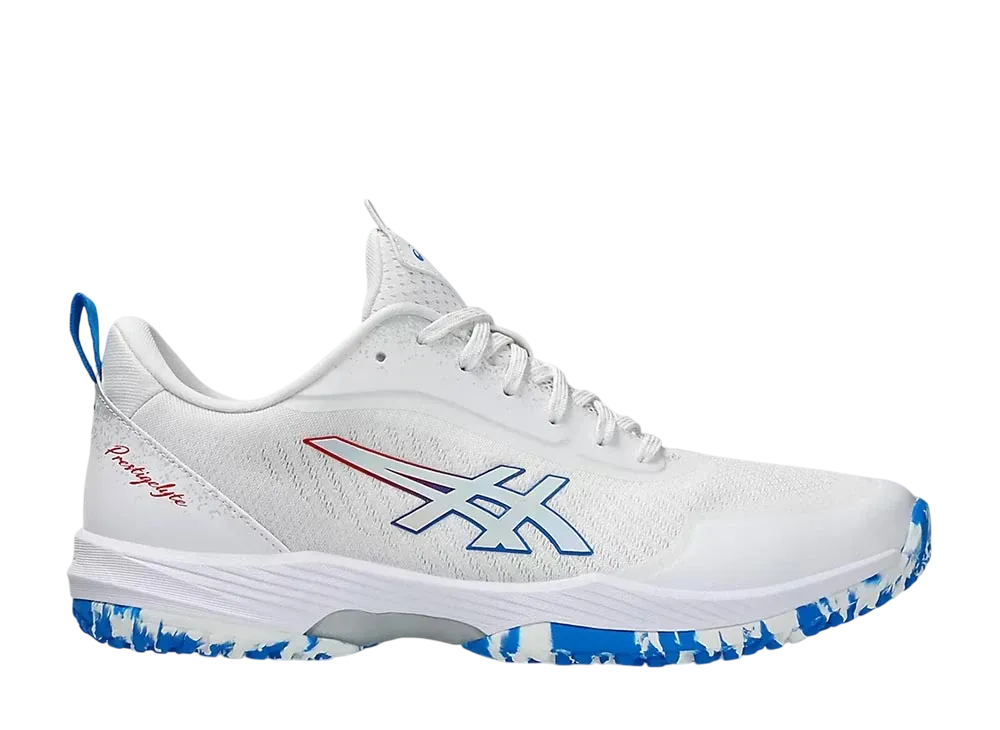 アシックス プレステージライト5 OC ワイド "ホワイト/エレクトリックブルー"