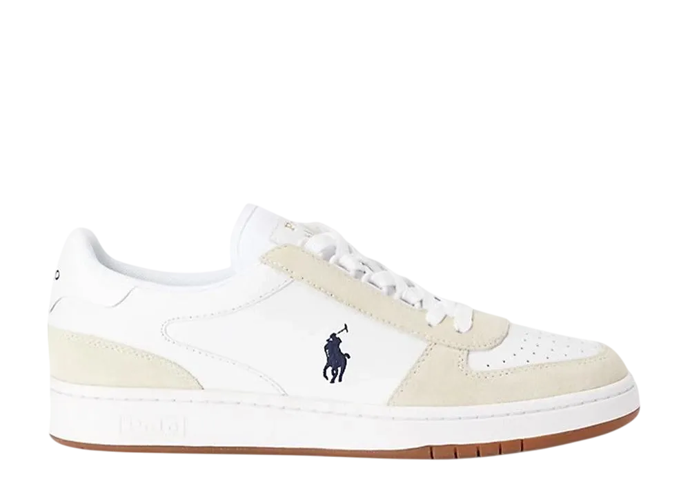 Polo Ralph Lauren Court Leather-Suede Sneaker "White/Newport Navy PP"