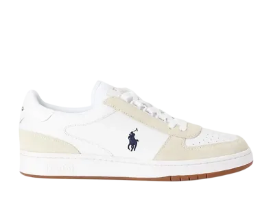 Polo Ralph Lauren Court Leather-Suede Sneaker "White/Newport Navy PP"