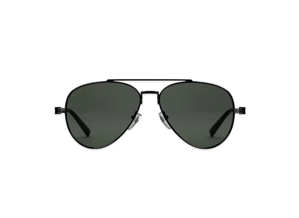 GUCCI Aviator Frame Sunglasses "Shiny Black"