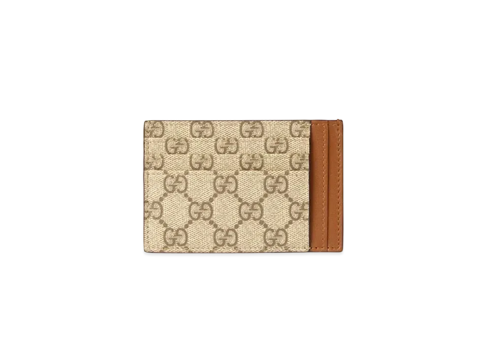 GUCCI GG Emblem Card Case "Beige/Dark Brown"