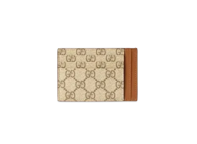 GUCCI GG Emblem Card Case "Beige/Dark Brown"