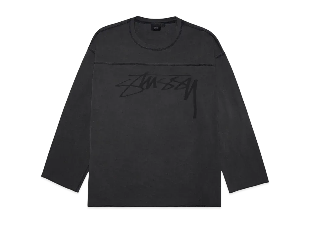 Stussy Football Crew Pig. Dyed "Washed Black"