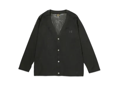 Needles V Neck Cardigan Poly Mesh "Black"