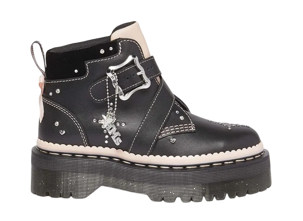 Dr.Martens Women's Caitie Strap Boots "Black/Powder Pink"
