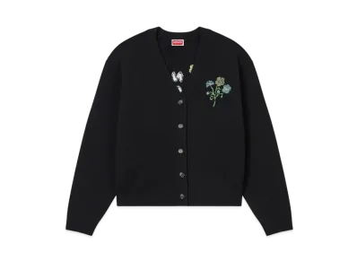 KENZO 'Jungle Flower' Embroidery Wool Cardigan "Black"