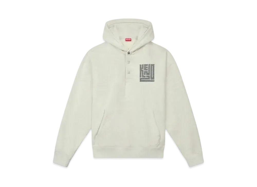 KENZO 'Kamon' Embroidery Button Hoodie "Pale Gray"