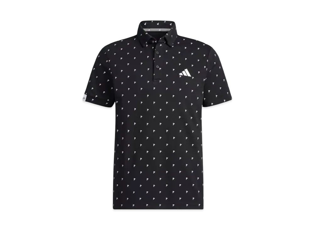 adidas Logo Monogram Print Short Sleeve Button Down Shirt "Black"