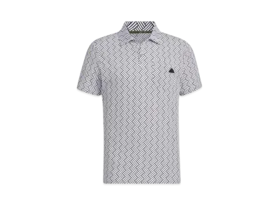 adidas Wood Tile Pattern Print Short Sleeve Polo Shirt "White"