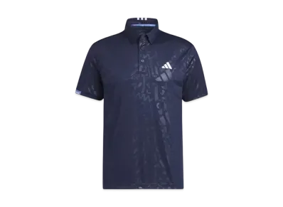 adidas Embossed Print Short Sleeve Button Down Shirt "Collegiate Navy"