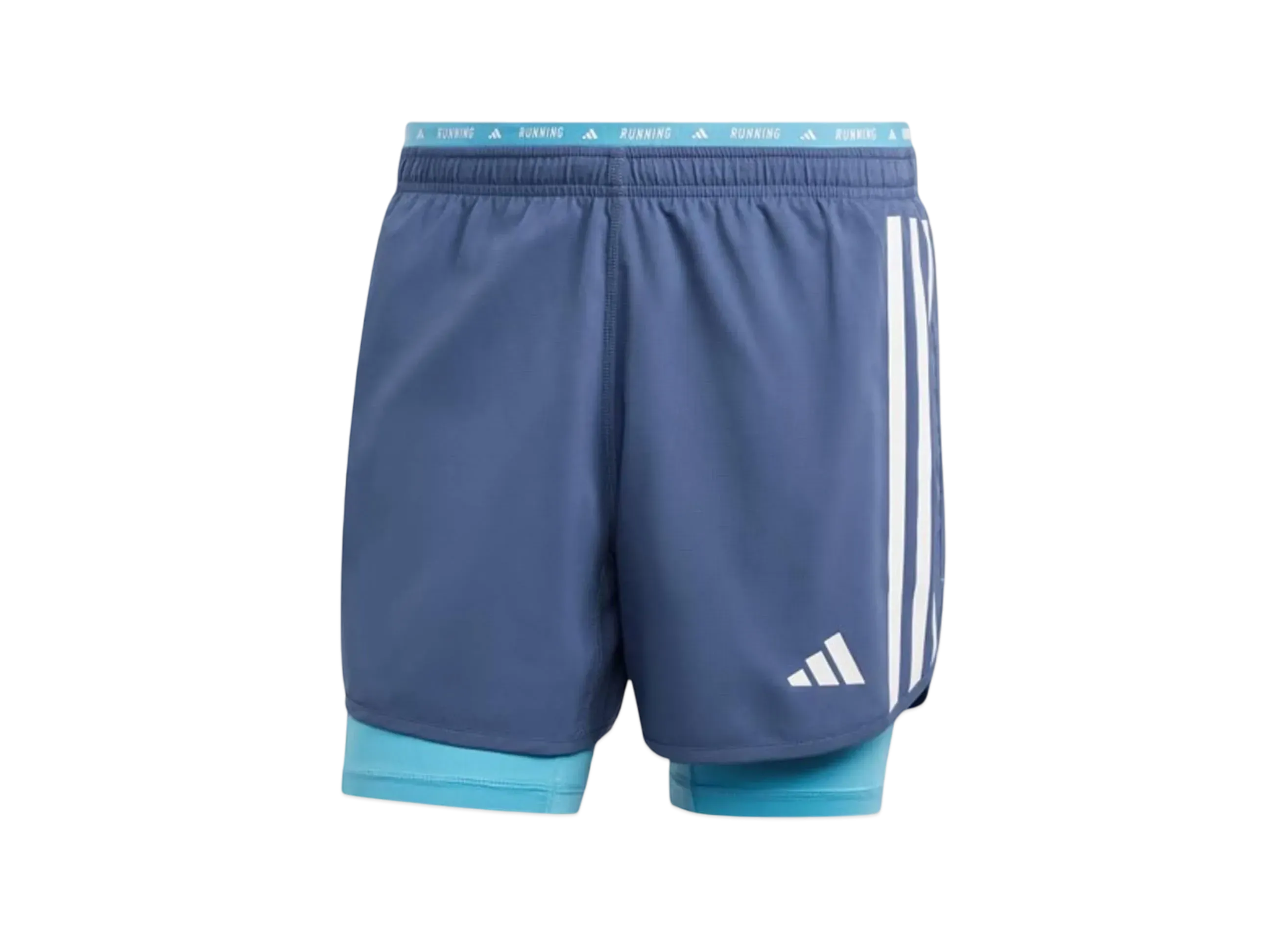 adidas Own The Run 3-Stripes 2-in-1 Shorts "Preloved Ink"