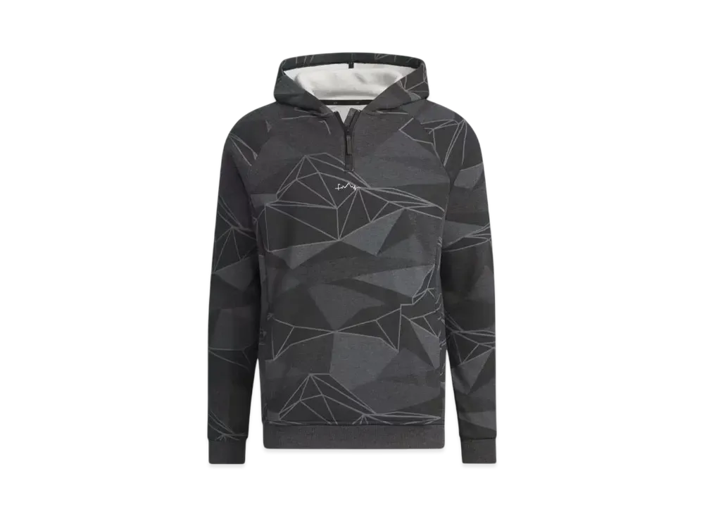 adidas Geometric Half-Zip Long Sleeve Hoodie "Black Melange"