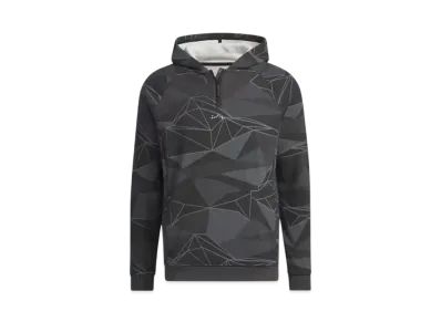 adidas Geometric Half-Zip Long Sleeve Hoodie "Black Melange"