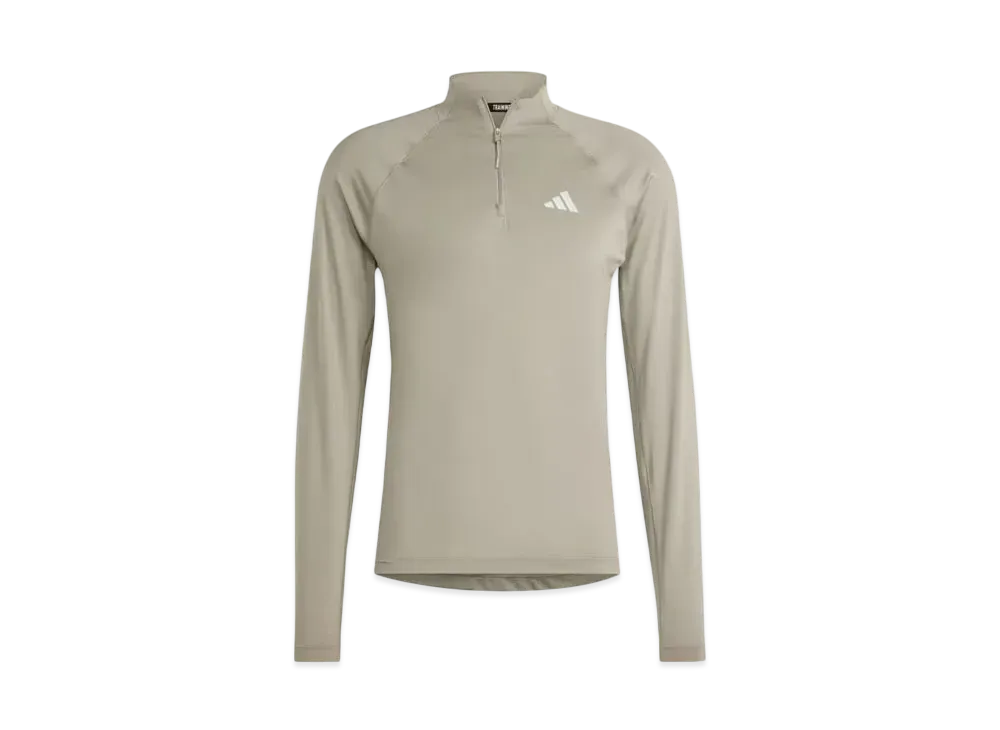 adidas Gym+ Training 1/4 Zip Long Sleeve T-Shirt "Silver Pebble"