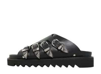 TOGA VIRILIS 4 buckle sandals "BLACK LEATHER"