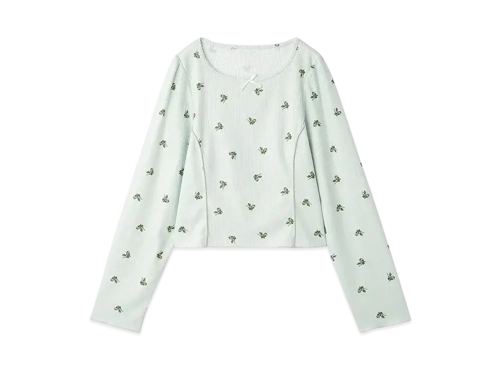 FURFUR x Philly chocolate Small Floral Print Thermal Tops "Mint"