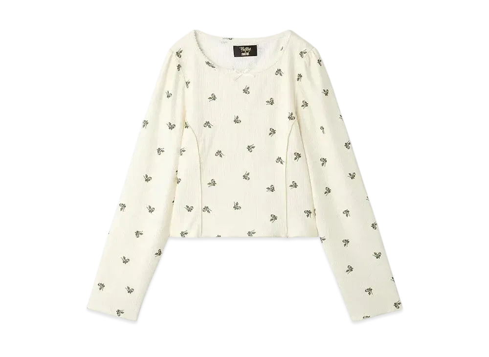 FURFUR x Philly chocolate Small Floral Print Thermal Tops "Ivory"