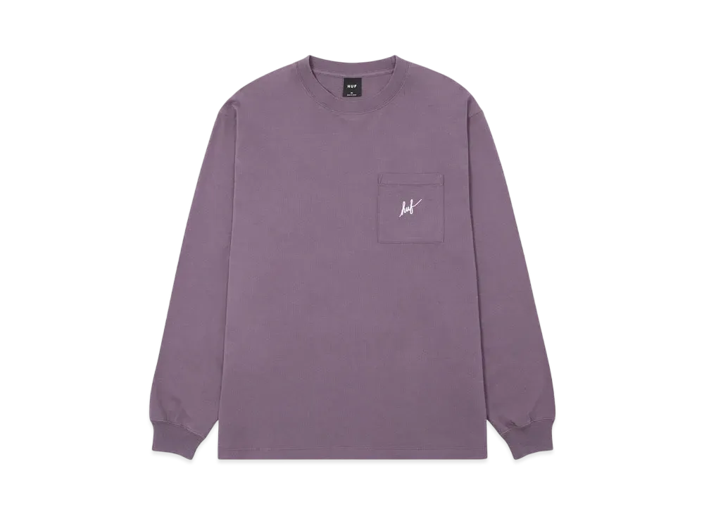 HUF Script Pocket Washed LS Tee "Raisin"