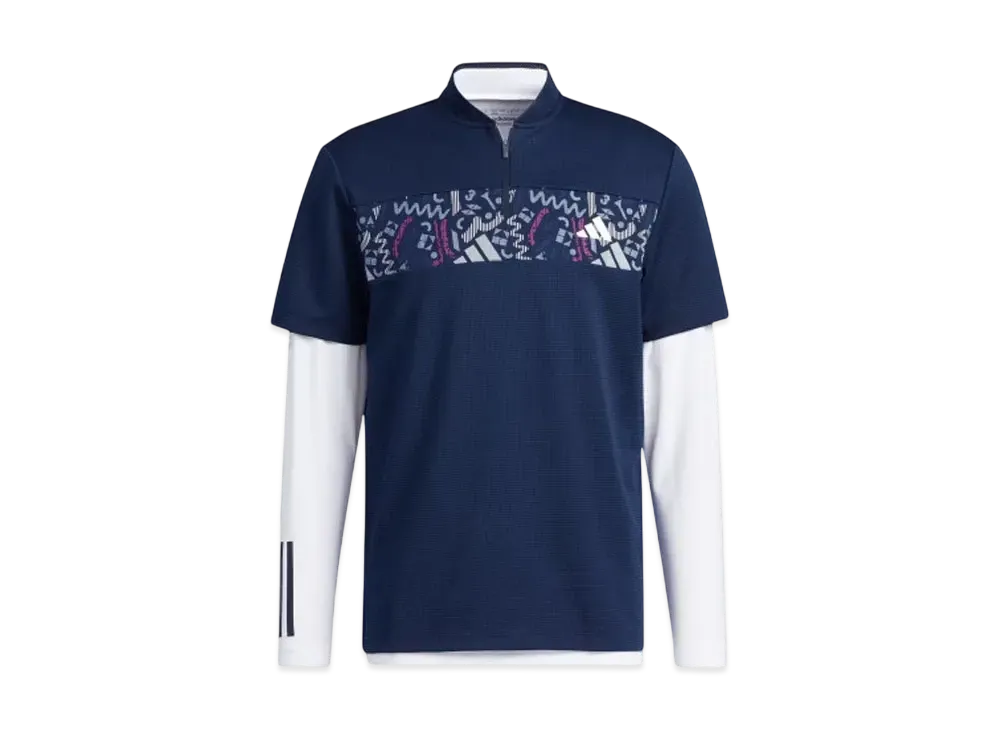adidas Chest Print Layered Shirt "Collegiate Navy/White"
