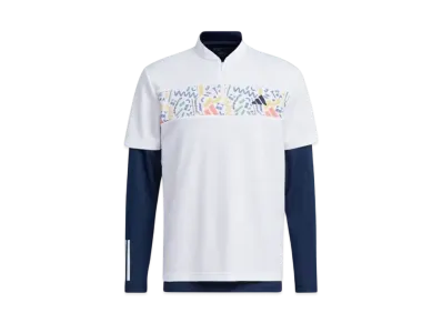 adidas Chest Print Layered Shirt "White/Collegiate Navy"