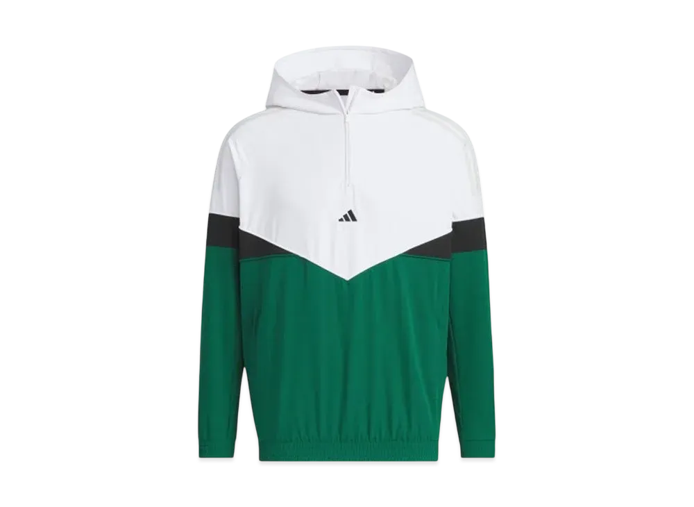 adidas Twist Weave Archive Design Side Zip Half Zip Long Sleeve Hoodie "White/Collegiate Green"