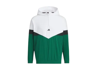 adidas Twist Weave Archive Design Side Zip Half Zip Long Sleeve Hoodie "White/Collegiate Green"