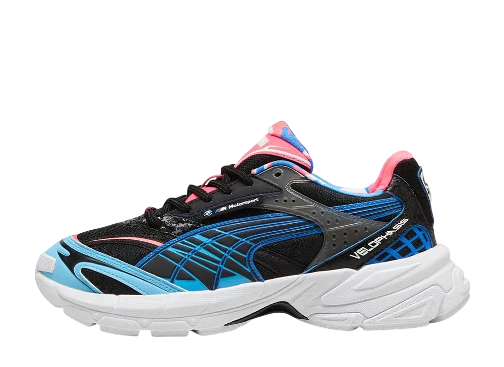 BMW M Motorsport × Puma Velophasis Neon "Puma Black/Luminous Blue/Sunset Glow"