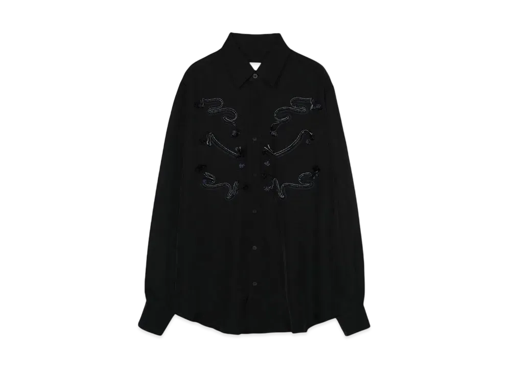 TOGA VIRILIS Acetate twill shirt "BLACK"