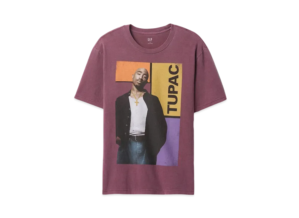 GAP Tupac Graphic T-Shirt "Plum Heather"