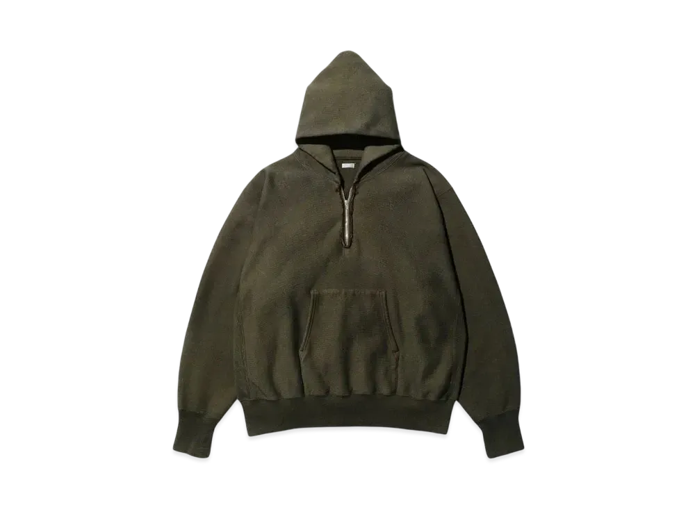 A.PRESSE Vintage Half Zip Sweat Hoodie "Olive"