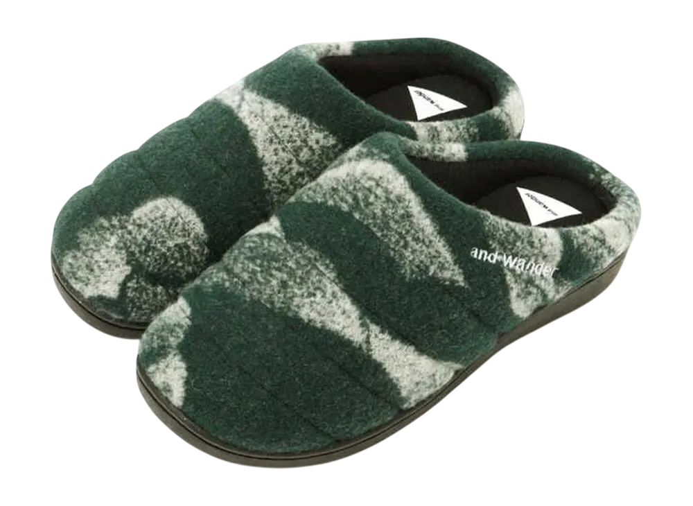 and wander x SUBU mountain camo wool permanent sandal "Green"